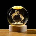 Stunning 3D Galaxy Design, Crystal Ball Night Light, Creative Engraved LED Glass Ball, Decorative Table Lamp with USB & Wooden Base