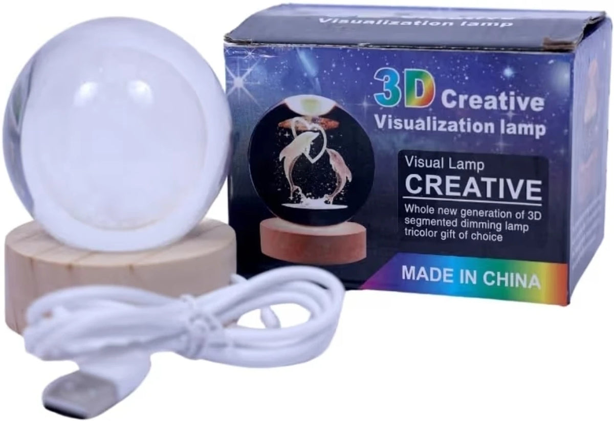 Stunning 3D Galaxy Design, Crystal Ball Night Light, Creative Engraved LED Glass Ball, Decorative Table Lamp with USB & Wooden Base