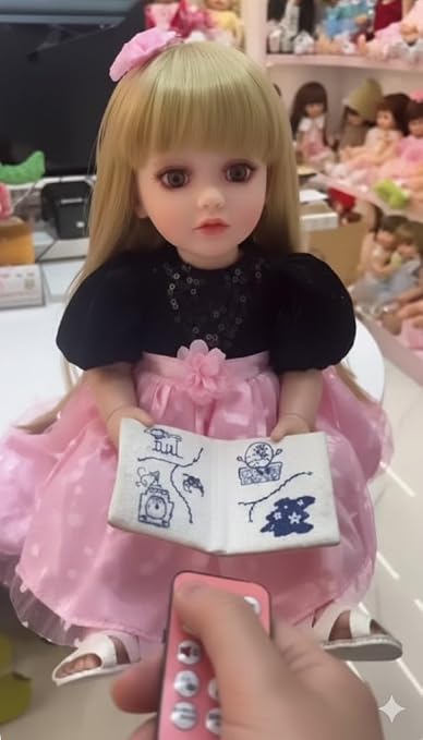 Lifelike Musical Full Silicone Body Reborn Baby Girl Doll Toy,22" Beautiful Lifelike Doll Full Body Vinyl Silicone with Long Hair for Children