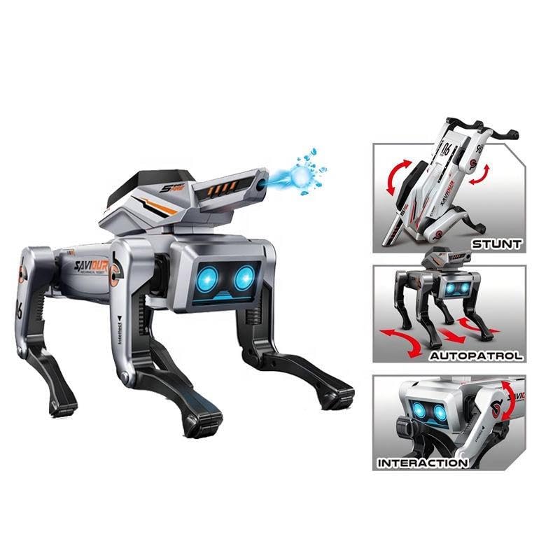 RC Robot Dog Toy for Kids | Remote Control Walking Robotic Puppy with LED Eyes, Water Spray Mist, Stunt Action, Rechargeable Battery & Smart Wireless Controller