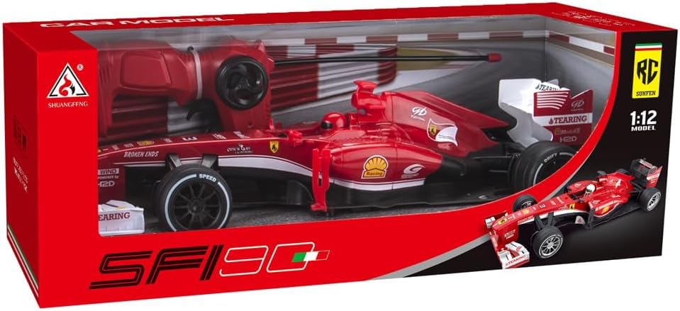 Royal Cellar SF90 Remote Control Formula 1 Racing Car, Red, 1:12 Scale Model, RC Toy with Controller, Ages 3+