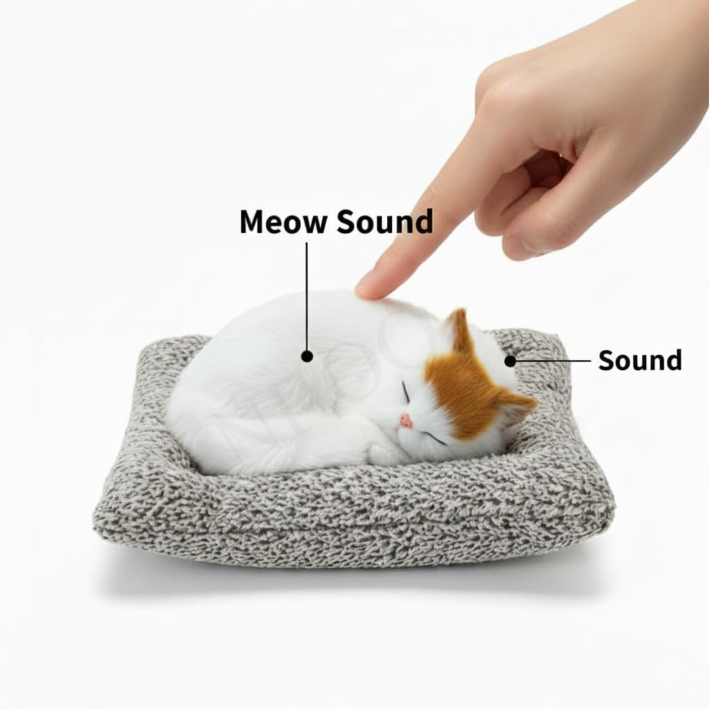 Musical Sleeping Cat Plush Pillow for Kids | Soft Stuffed Animal Cushion Toy with Music