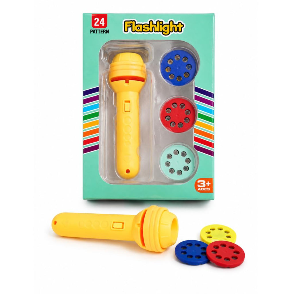 Pack of 6 Flash Light Projector Toys I Birthday Return Gift I 3 Slides with 8 Patterns Each