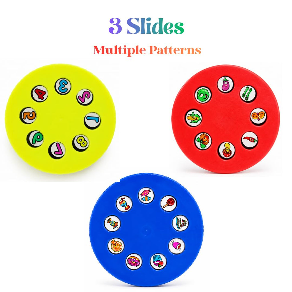 Pack of 6 Flash Light Projector Toys I Birthday Return Gift I 3 Slides with 8 Patterns Each