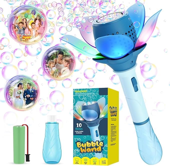 Electric Bubble Maker Toy| Automatic 10-Hole Bubble Blower with Colorful LED Lights | Bubble Machine, Wedding & Outdoor Play