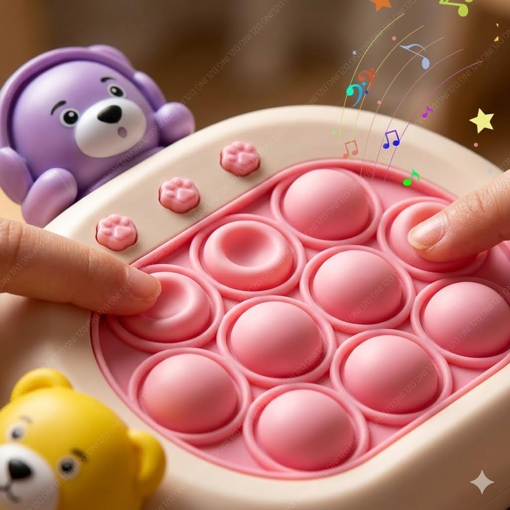 Fast Push Game for Kids, Pop Bubble Speed Challenge, Cute Bear Shape Handheld Game, Early Learning Sensory