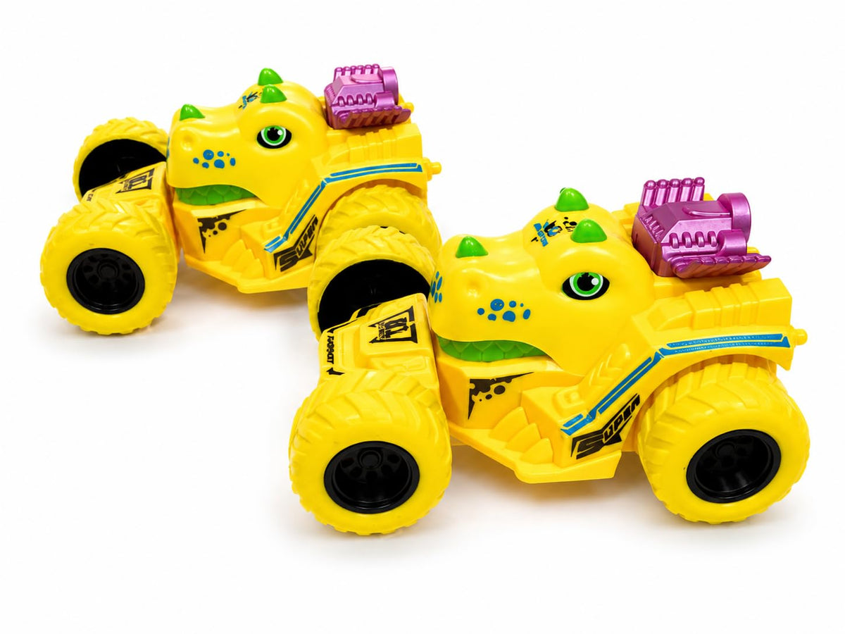 Dinosaur Monster truck| Friction Powered Pull Back Cars | Big Wheel Off-Road Dino Vehicle Set | Educational Toy Trucks