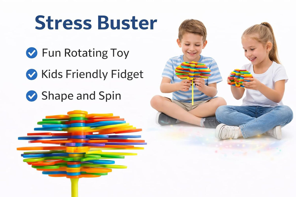 Candy Flower Spinner for Kids (Pack of 2), Multicolor Fidget Lollipop, Mini Stress Relief Toy