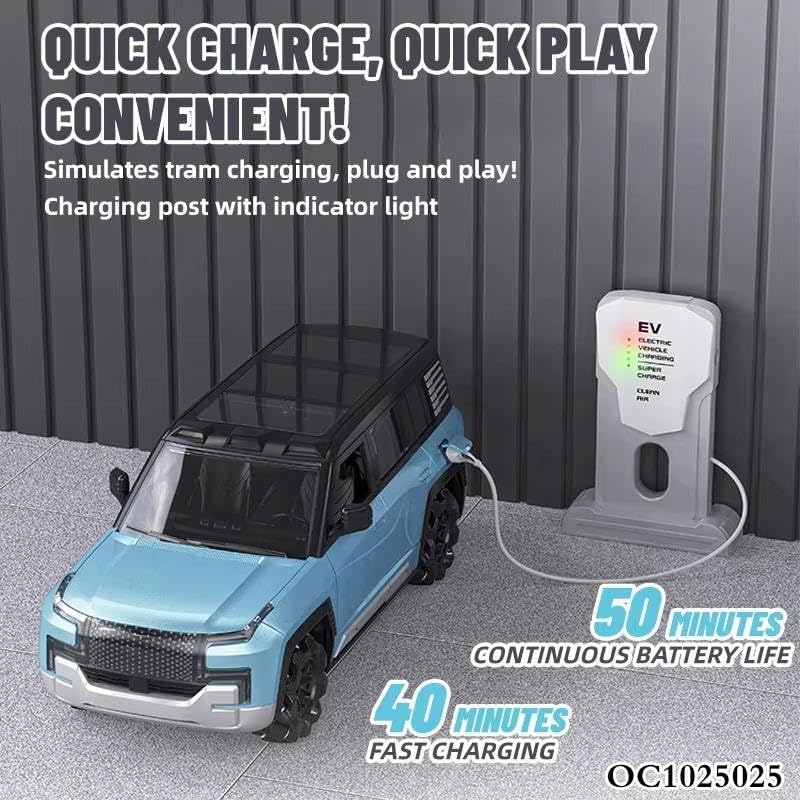 1:12 Scale Rechargeable Moka U8 Remote Control Drift Car with EV Power Charge Station | Auto Park, Light & Music for Kids/Children Ages 3+, Multicolor