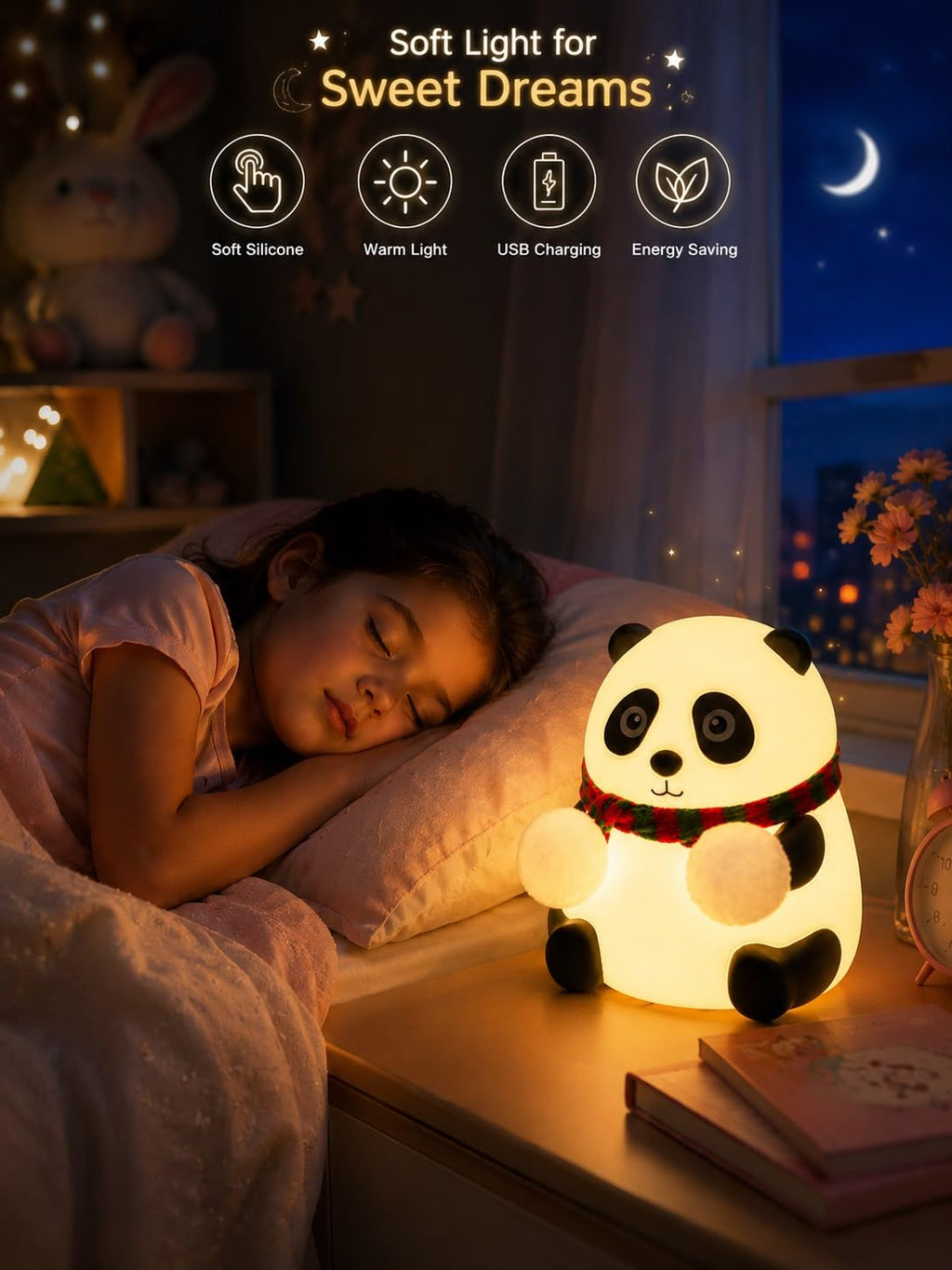 Panda Touch Silicone Lamp Rechargeable Multicolor Night Light