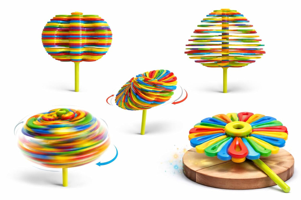 Candy Flower Spinner for Kids (Pack of 2), Multicolor Fidget Lollipop, Mini Stress Relief Toy for Age 3+