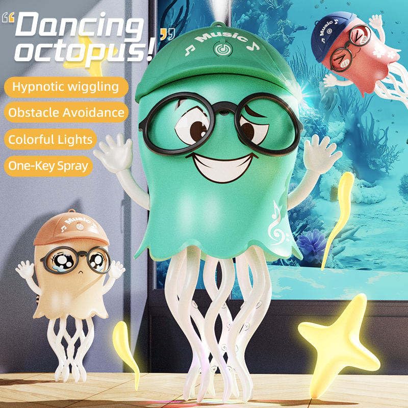 Dancing Octopus with Automatic Obstacle Avoidance Wiggling Tentacles Multi-Color Magical Crawling Musical Toy