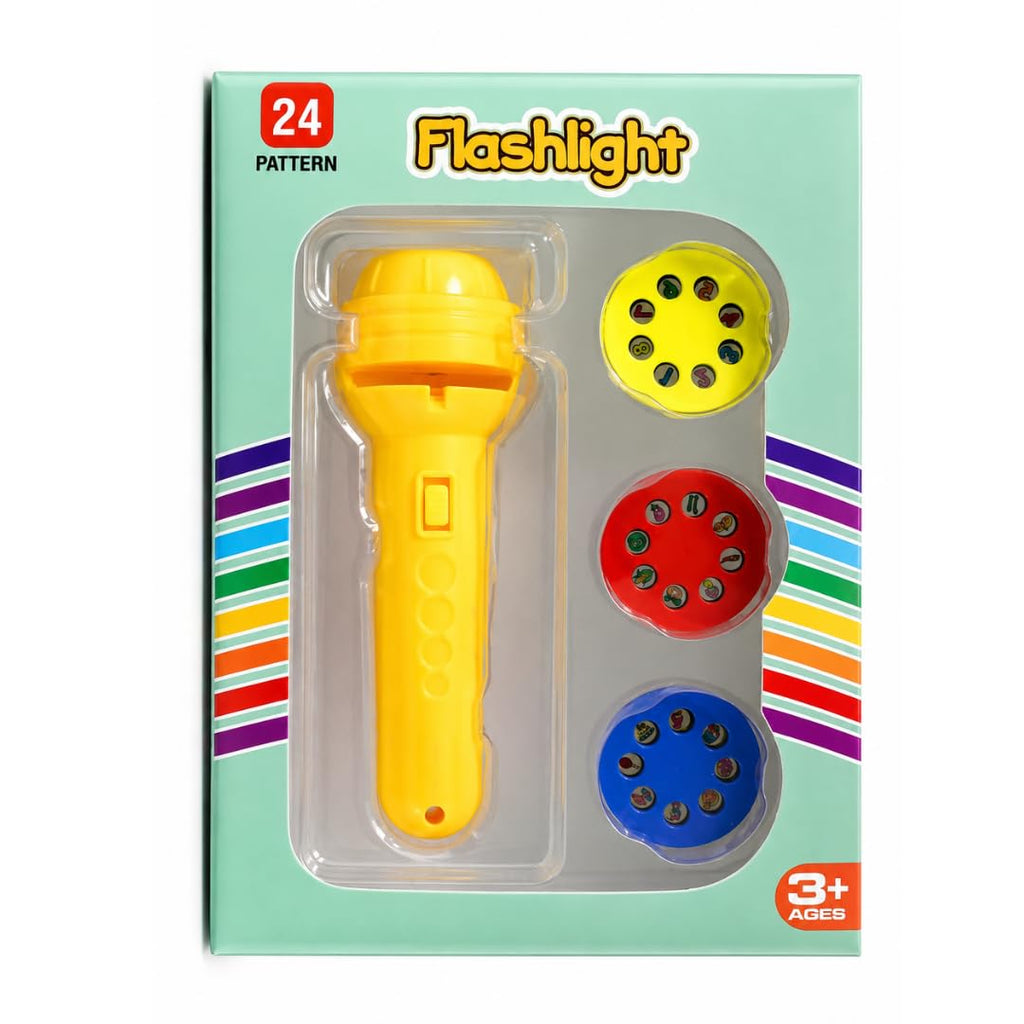 Pack of 6 Flash Light Projector Toys I Birthday Return Gift I 3 Slides with 8 Patterns Each