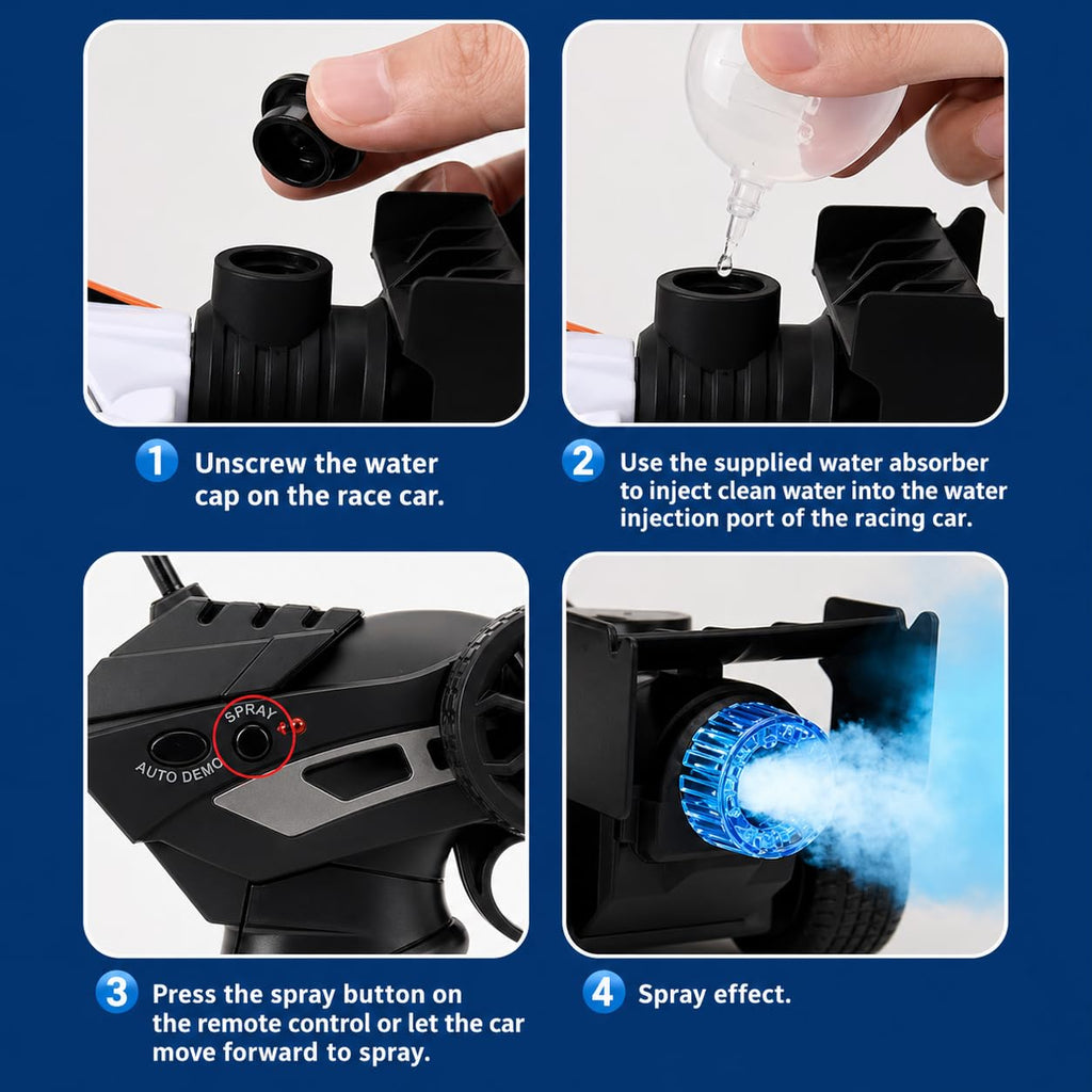 RC Stunt Racing Car with Gesture Watch Control, Mist Spray | 360° Rotating Action