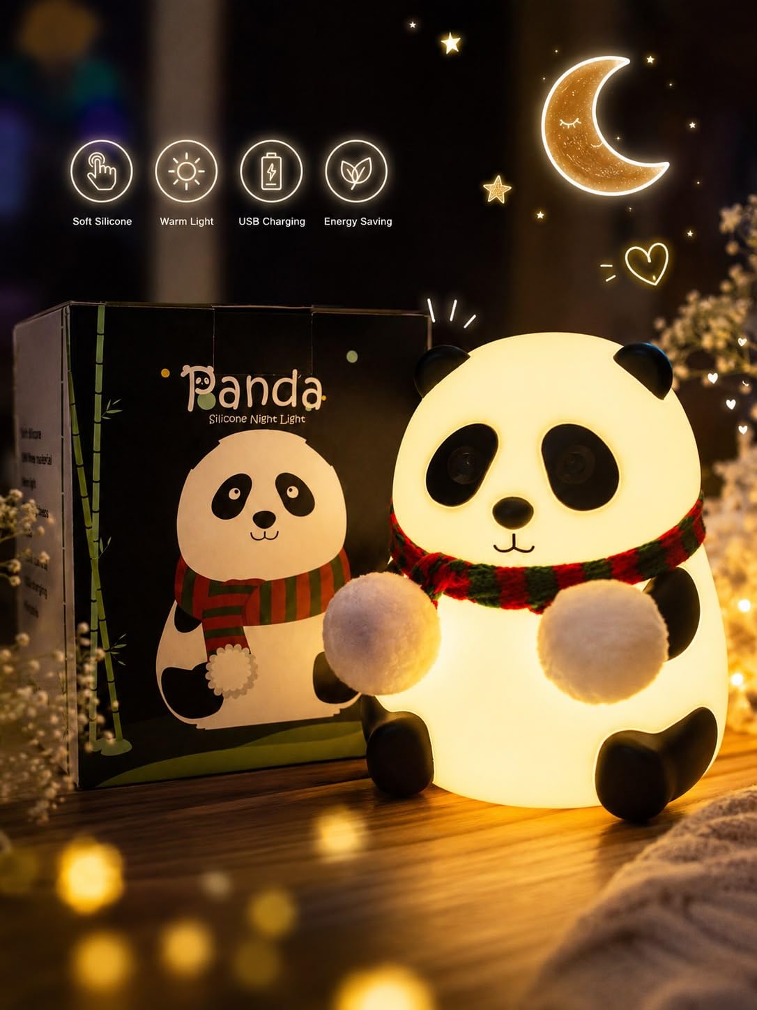 Panda Touch Silicone Lamp Rechargeable Multicolor Night Light