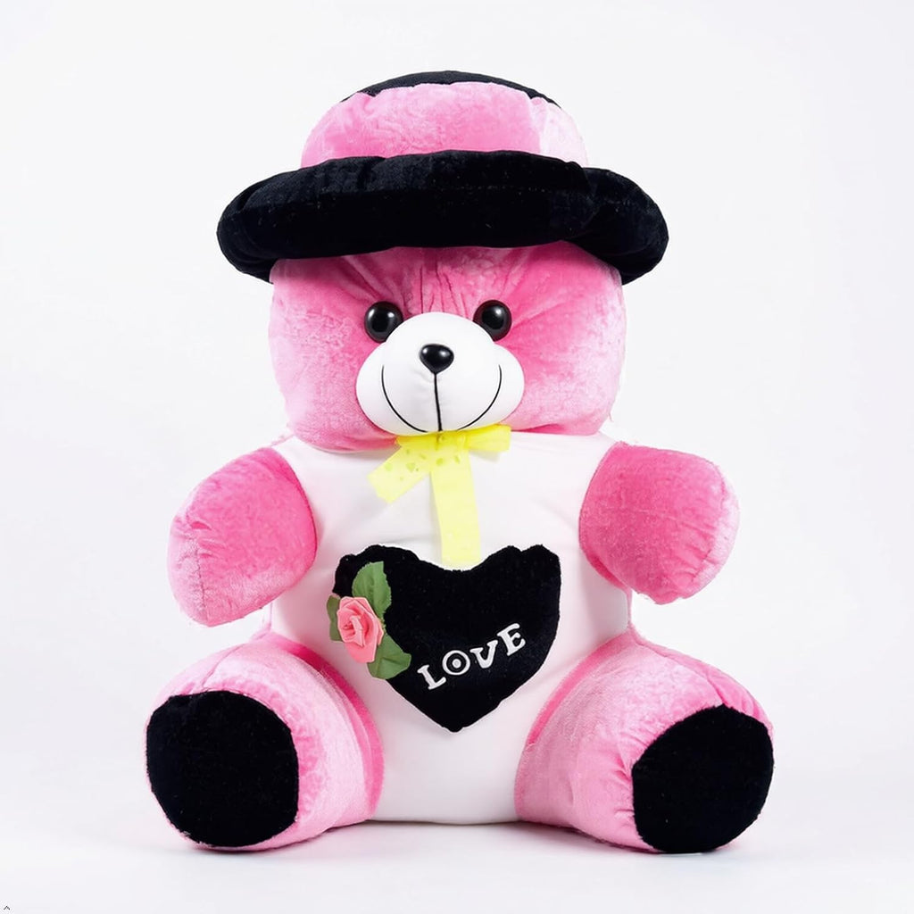 Teddy Bear Plush Toy with Hat and Love Heart (45cm) | Valentine's Theme, Soft Velvet Fabric