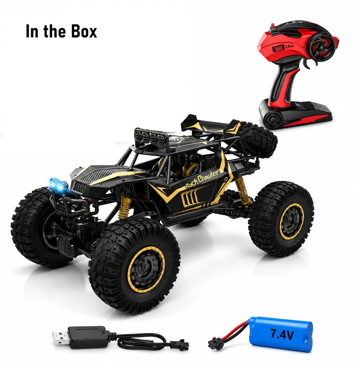4WD RC Rock Crawler Monster Truck 1:8 Scale | Rechargeable Remote Control Off Road Car with 2.4GHz Controller, Metal Body, High Torque Motor, All Terrain Climbing Car