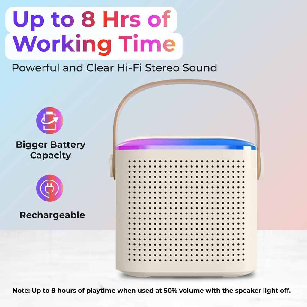 Kroko Series Mini Bluetooth Wireless Karaoke Speaker with 2 Mics, 8Hrs Playtime