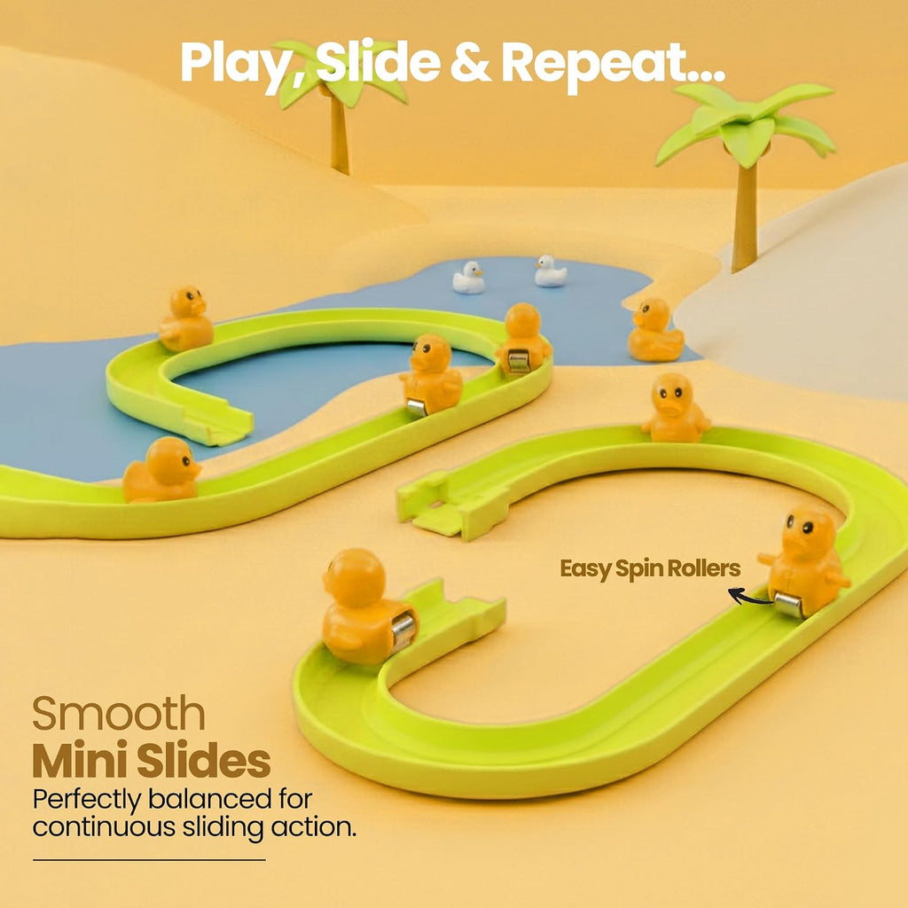 Luusa® Duck Slide Toy with LED Lights & Music | Electric Climbing Duck Track Toy | Educational Musical Slide Game for Kids