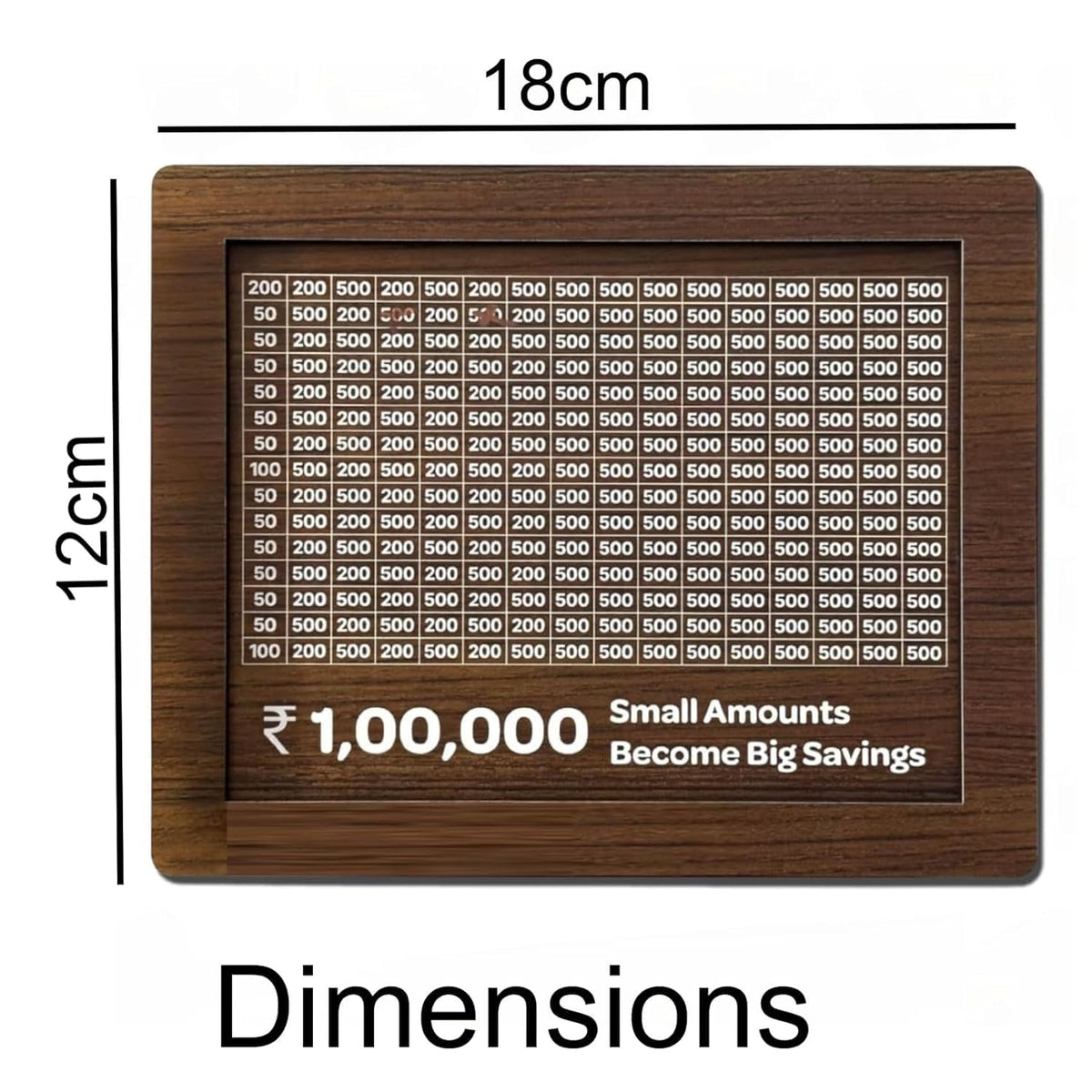 Wooden Money Piggy Bank for Kids & Adults | ₹1,00,000 Savings Goal Tracker Gullak | Cash Saving Box with Chart | Wooden Coin Bank