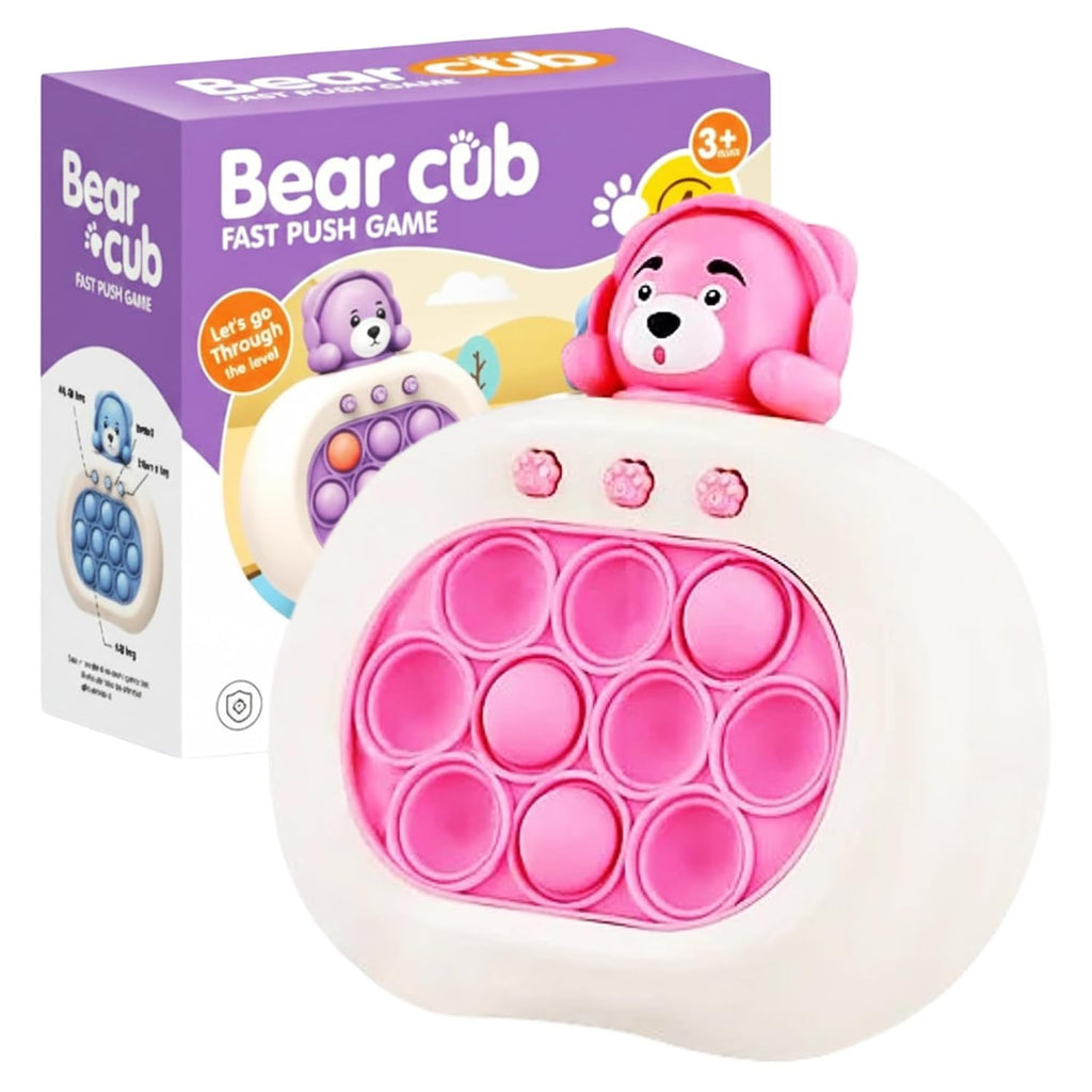 Fast Push Game for Kids, Pop Bubble Speed Challenge, Cute Bear Shape Handheld Game, Early Learning Sensory