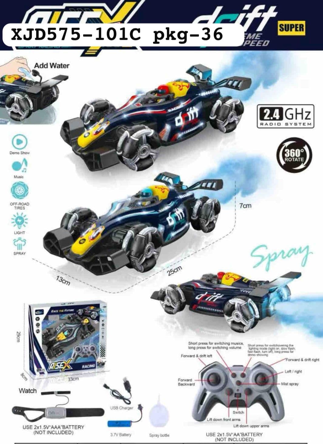 Remote Control Drift Stunt Car Toy | 4x4 RC Car | High Speed Racing Car | Omni-Directional Wheels | 360° Rotation | Double Sided Driving | RGB Lights Music