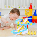 Duck Slide, Funny Automatic Stair-Climbing Ducklings Cartoon Racetrack Set Little Lovely Duck Slide Toy Escalator Toy with Lights and Music