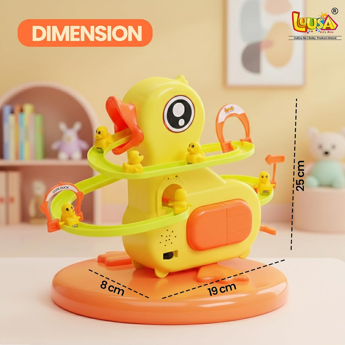 Luusa® Duck Slide Toy with LED Lights & Music | Electric Climbing Duck Track Toy | Educational Musical Slide Game for Kids