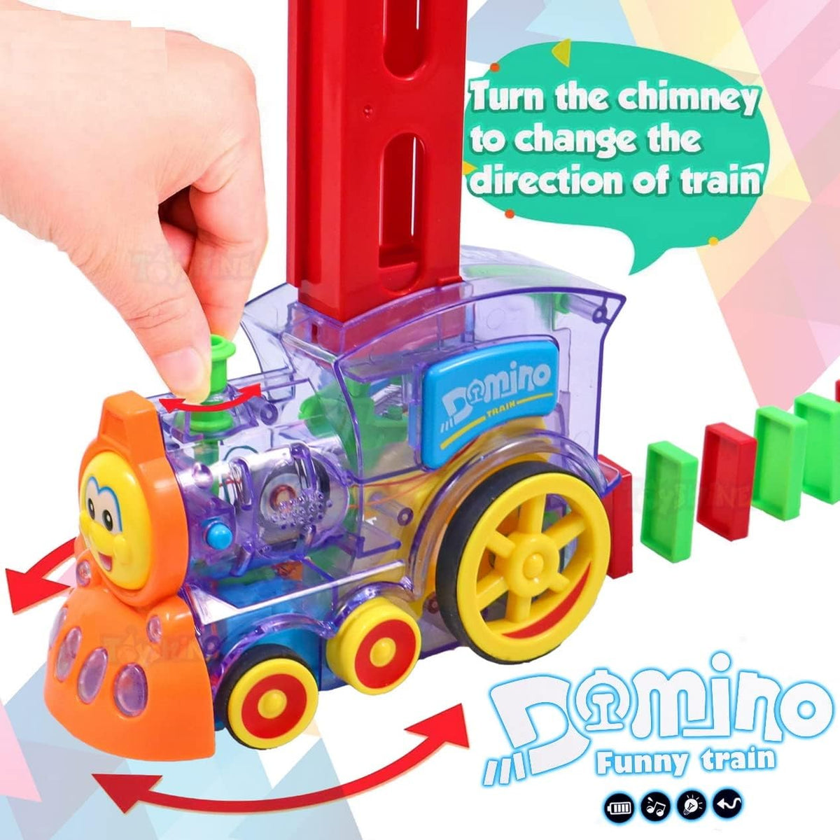 Domino Train Set with 40 Colourful Blocks - Kids Auto-Laying Domino Toy Train with Light and Sound, Screen-Free Educational Play