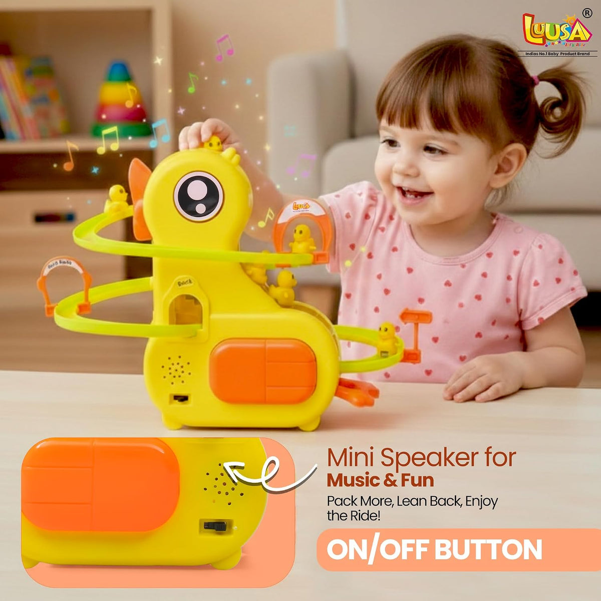 Luusa® Duck Slide Toy with LED Lights & Music | Electric Climbing Duck Track Toy | Educational Musical Slide Game for Kids