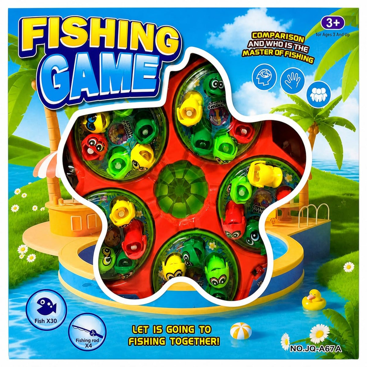 Premium Electronic Fishing Game for Kid| Rotating Fish-Catching Toy with 30 Fish & 4 Sticks| Develop Hand-Eye Coordination & Motor Skill