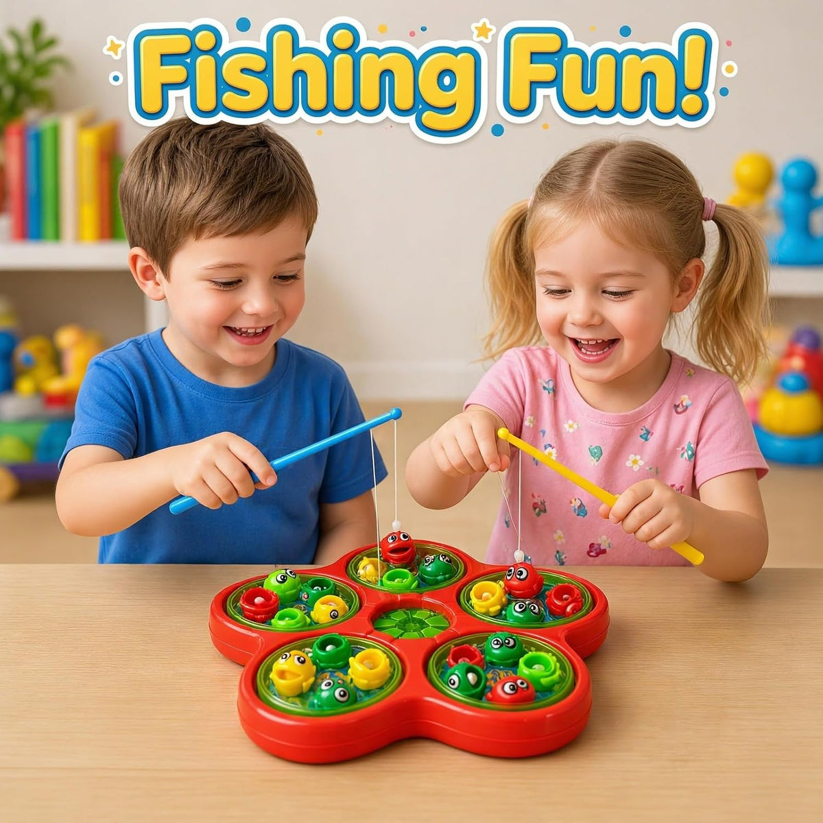 Premium Electronic Fishing Game for Kid| Rotating Fish-Catching Toy with 30 Fish & 4 Sticks| Develop Hand-Eye Coordination & Motor Skill