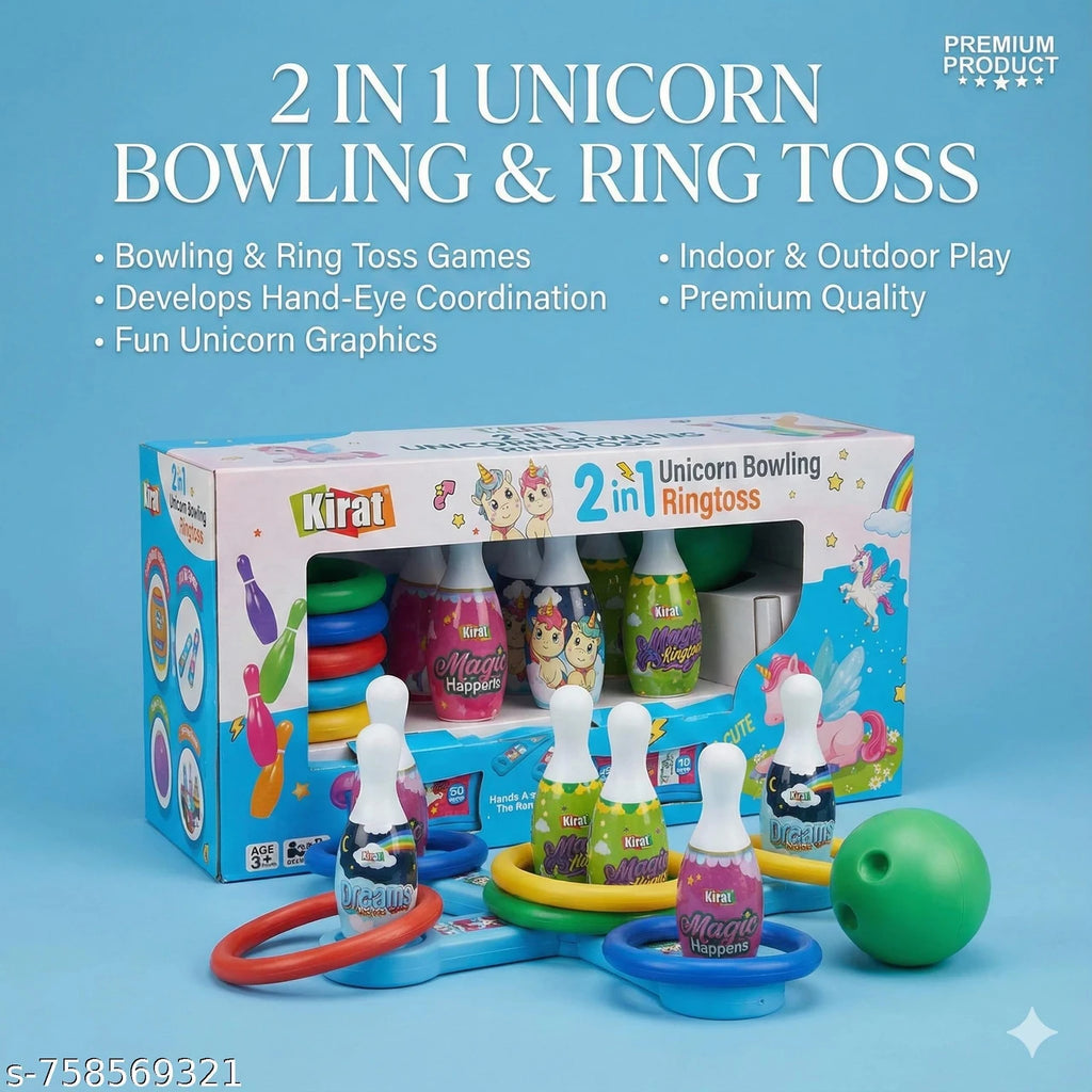 Unicorn ring toss Sports Bowling Set