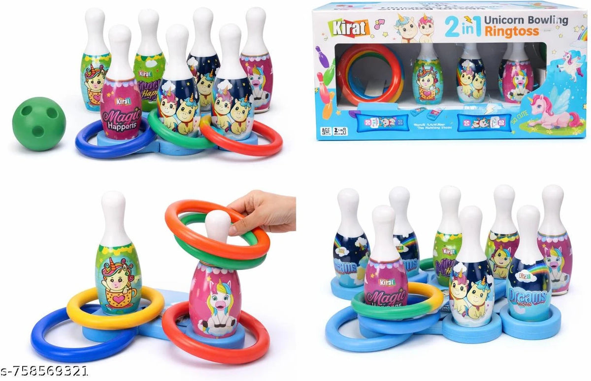 Unicorn ring toss Sports Bowling Set