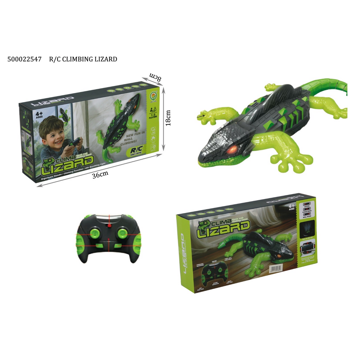 Remote Control Wall Climbing Lizard | Rechargeable RC Lizard, LED Lights, Anti Gravity Wall Crawling, Climbs Walls Ceiling & Floors, USB Charging