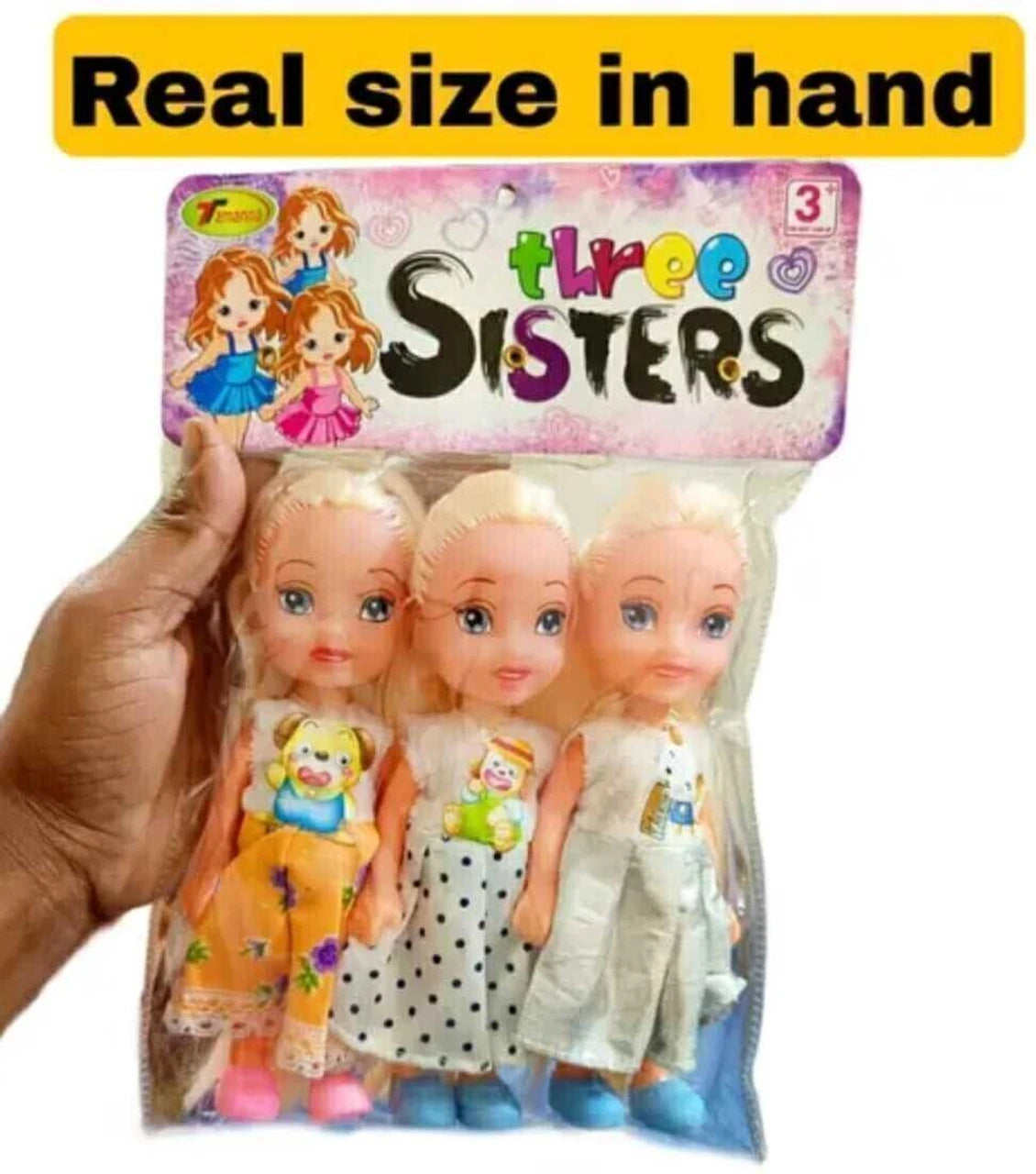 Three Sisters Doll Set for Girls – Pack of 3 Medium Size Bendable Fashion Dolls with Colorful Outfits | Kids Toy Gift for 3+ Years | Doll Set for Pretend Play & Gifting