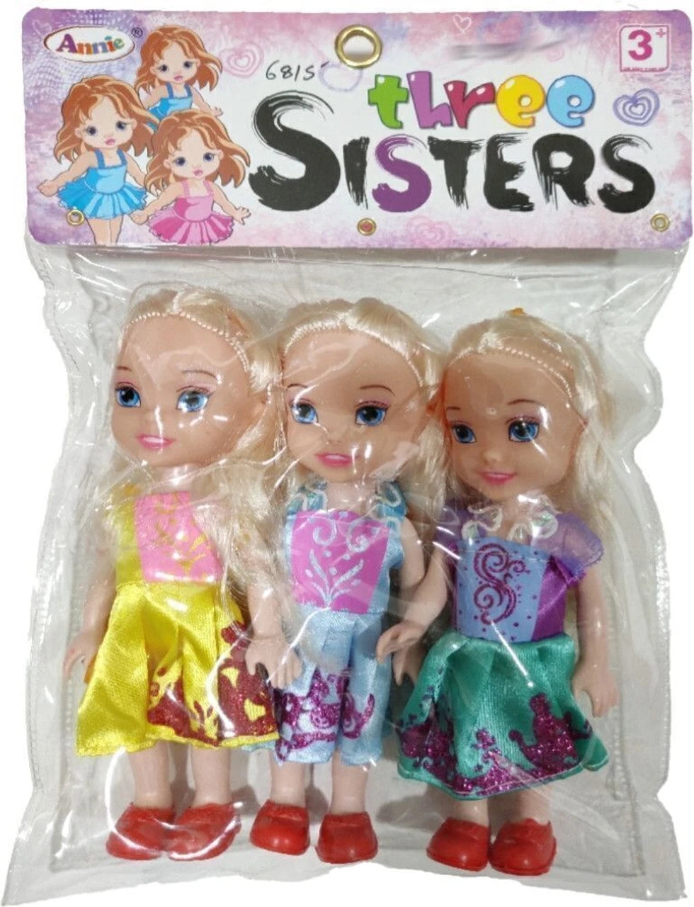 Three Sisters Doll Set for Girls – Pack of 3 Medium Size Bendable Fashion Dolls with Colorful Outfits | Kids Toy Gift for 3+ Years | Doll Set for Pretend Play & Gifting