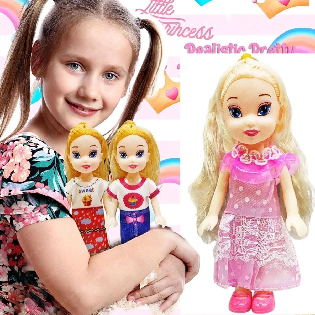 Three Sisters Doll Set for Girls – Pack of 3 Medium Size Bendable Fashion Dolls with Colorful Outfits | Kids Toy Gift for 3+ Years | Doll Set for Pretend Play & Gifting