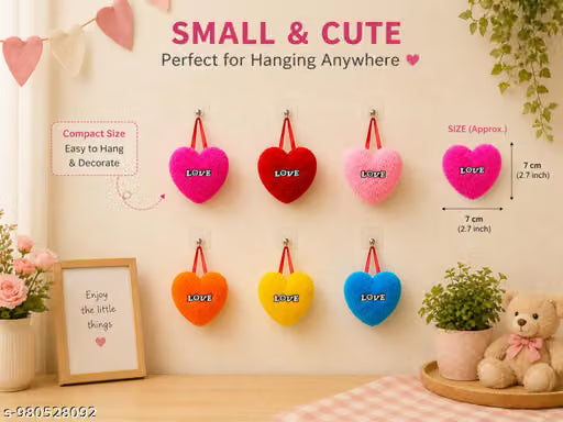 Heart Shaped Pillow Heart Stuffed Plush Fluffy Cushion Gifts - 25 cm (Multi color)